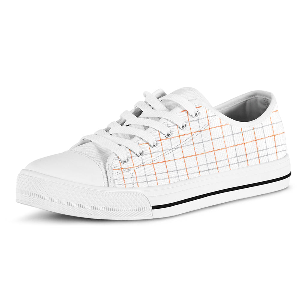 White Halloween Tattersall Pattern Print White Low Top Sneakers