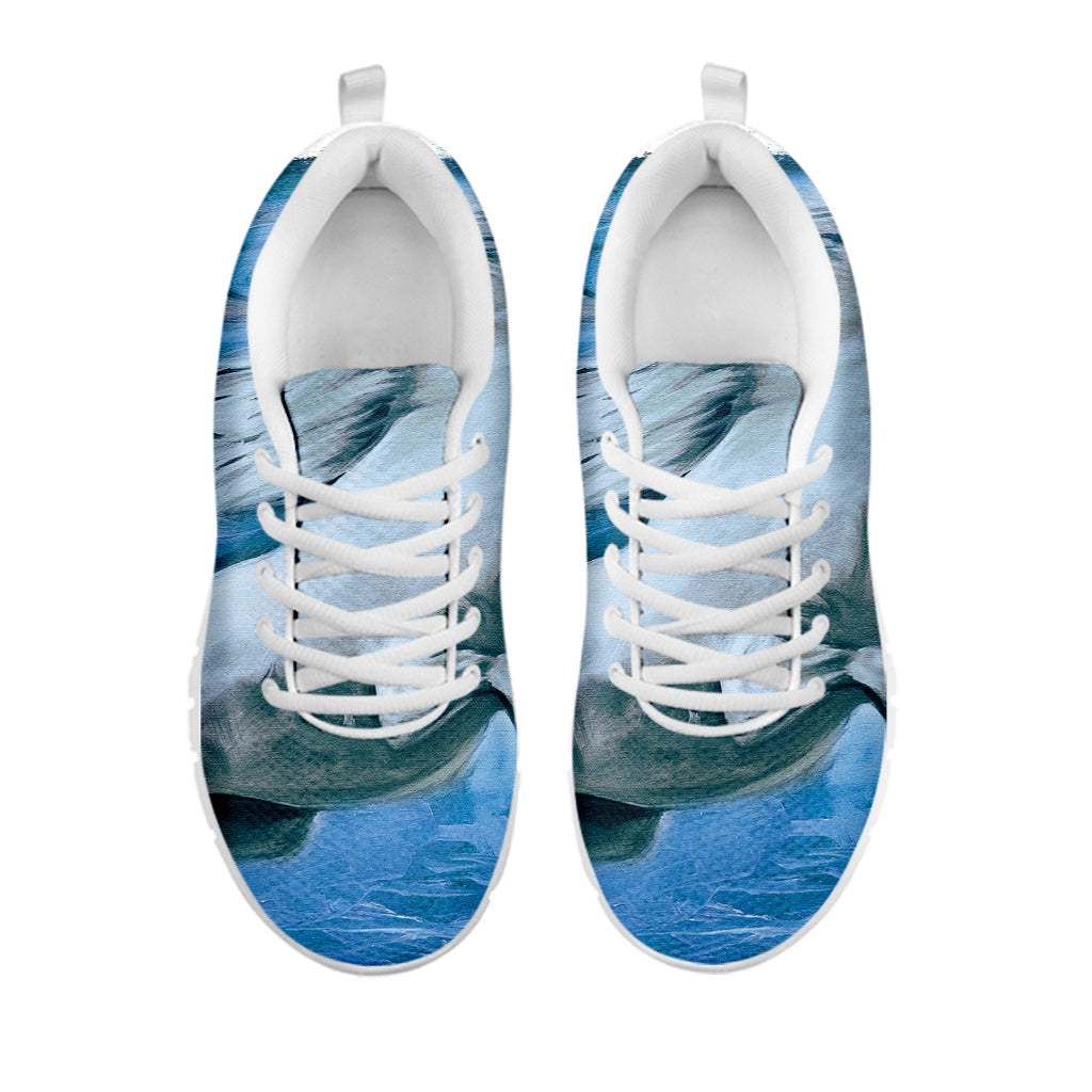 White Horse Painting Print White Running Shoes
