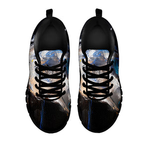 White Horse Portrait Print Black Running Shoes