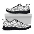 White Paisley Bandana Pattern Print Black Running Shoes