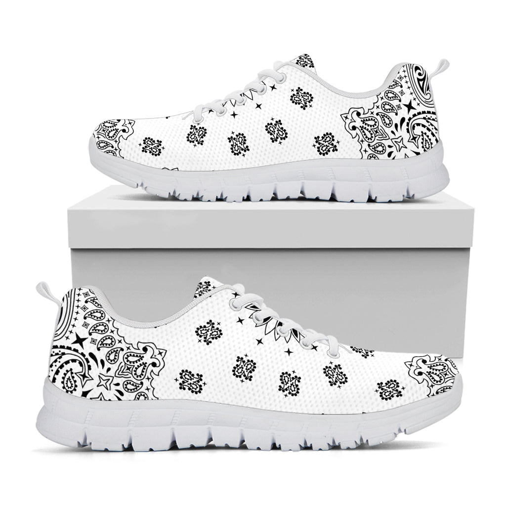 White Paisley Bandana Print White Running Shoes