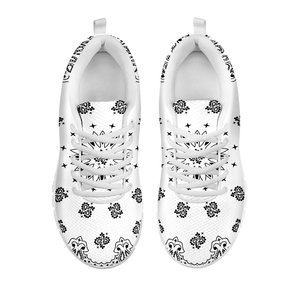 White Paisley Bandana Print White Running Shoes