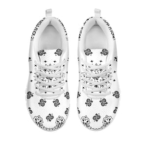 White Paisley Bandana Print White Running Shoes