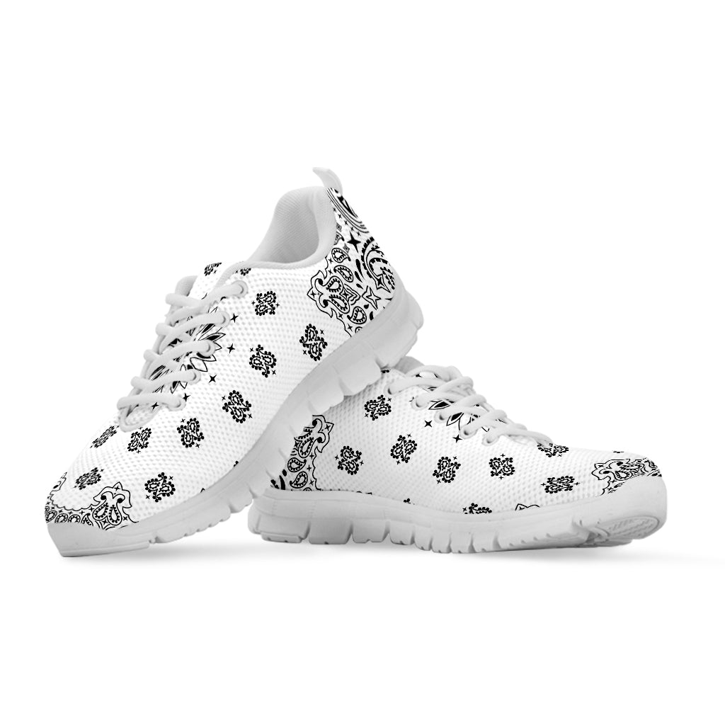 White Paisley Bandana Print White Running Shoes