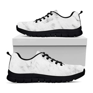White Smoke Marble Print Black Running Shoes