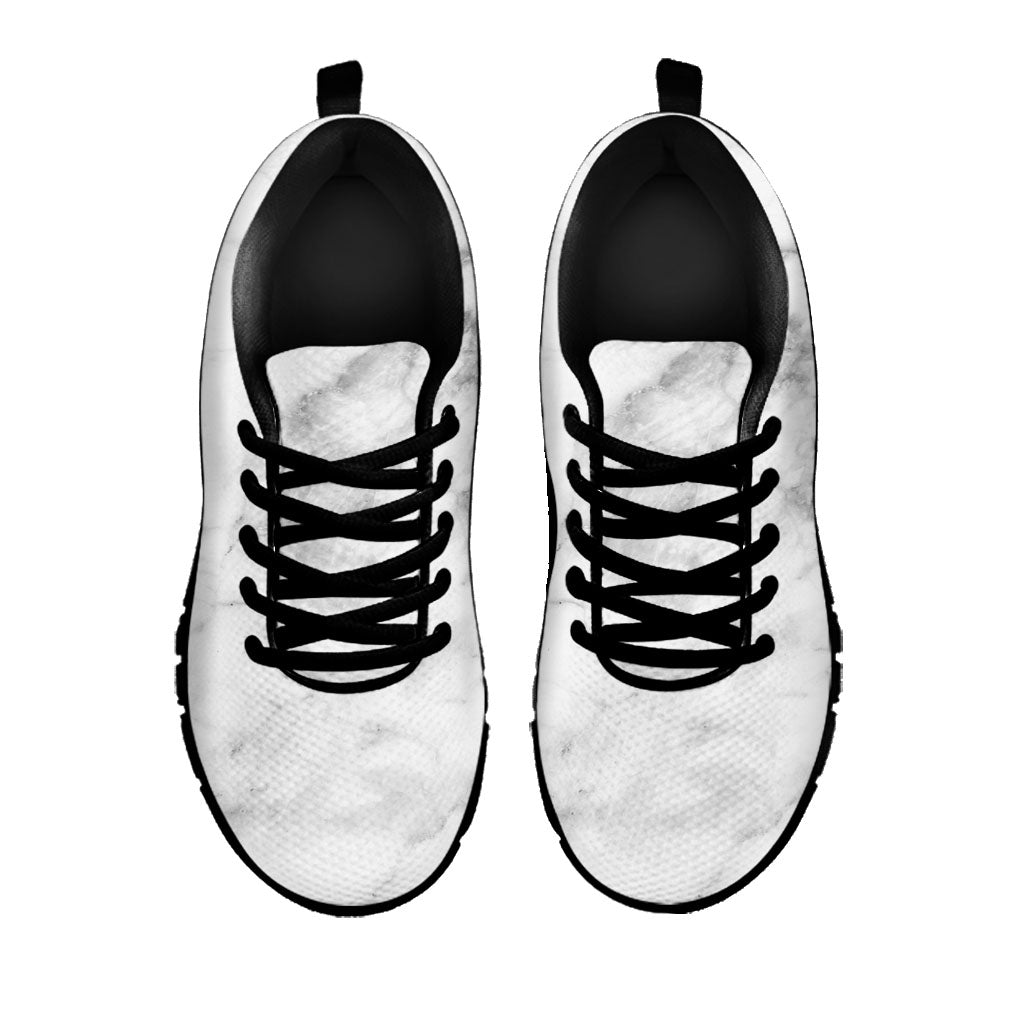 White Smoke Marble Print Black Running Shoes