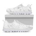 White Smoke Marble Print White Running Shoes