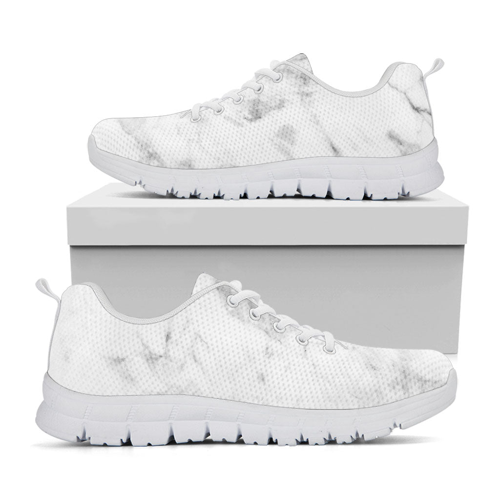 White Smoke Marble Print White Running Shoes