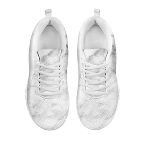 White Smoke Marble Print White Running Shoes