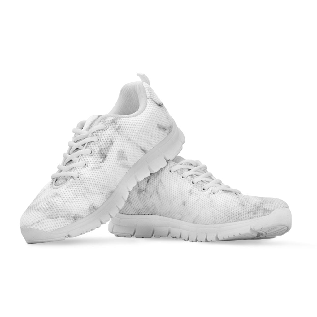 White Smoke Marble Print White Running Shoes