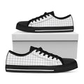 White Tattersall Pattern Print Black Low Top Sneakers