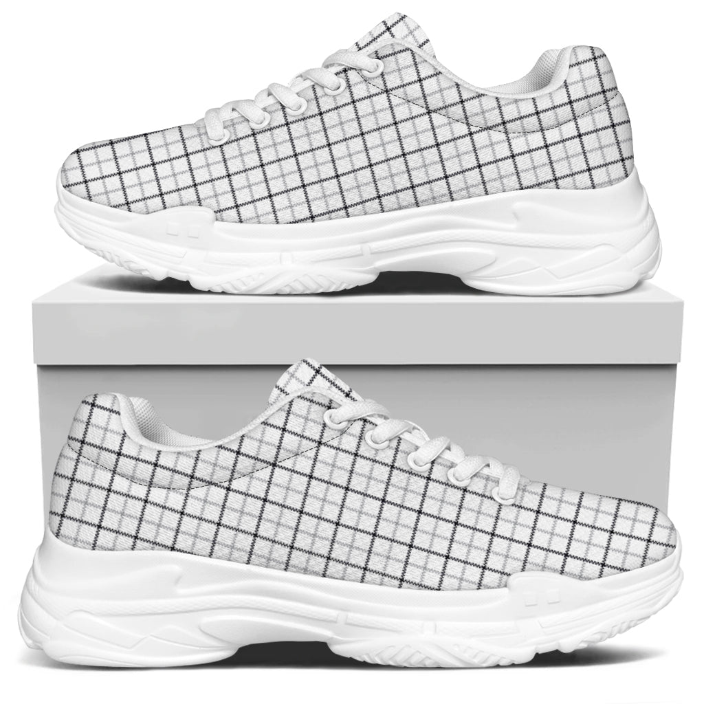 White Tattersall Pattern Print White Chunky Shoes