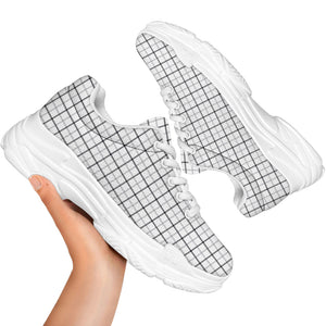 White Tattersall Pattern Print White Chunky Shoes