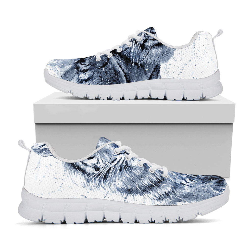White Tiger Painting Print White Running Shoes