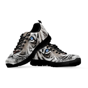 White Tiger Portrait Print Black Running Shoes