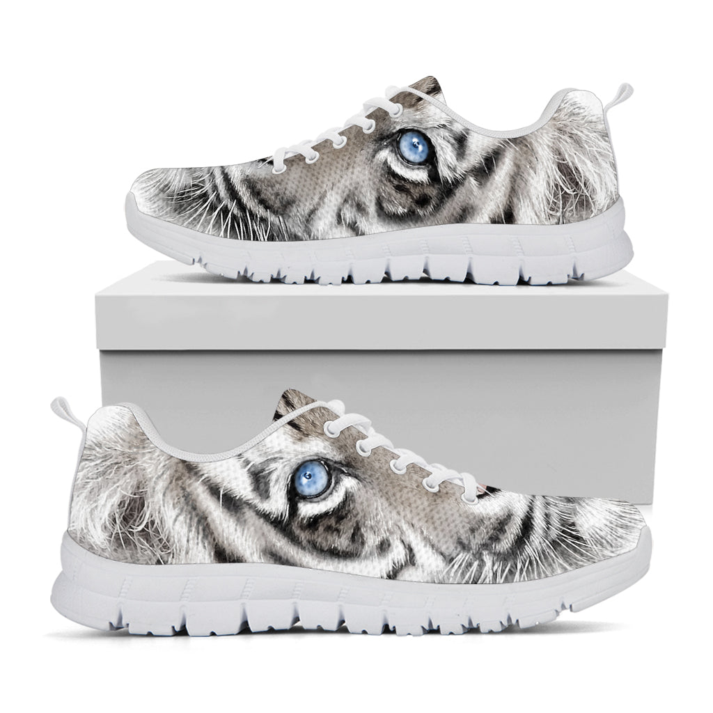 White Tiger Portrait Print White Running Shoes