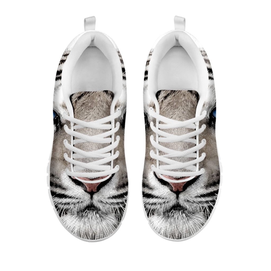 White Tiger Portrait Print White Running Shoes