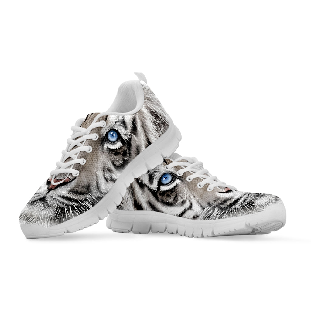 White Tiger Portrait Print White Running Shoes
