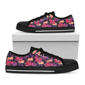 Wild Flower Print Black Low Top Sneakers