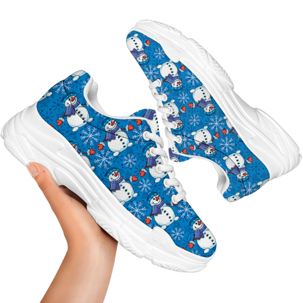 Winter Snowman Pattern Print White Chunky Shoes