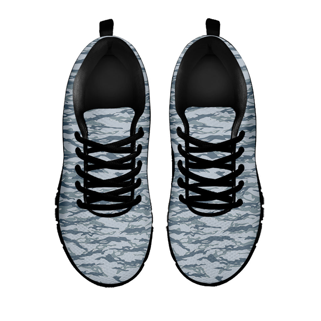 Winter Tiger Stripe Camo Pattern Print Black Running Shoes
