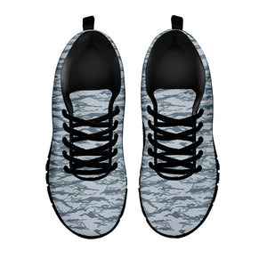 Winter Tiger Stripe Camo Pattern Print Black Running Shoes