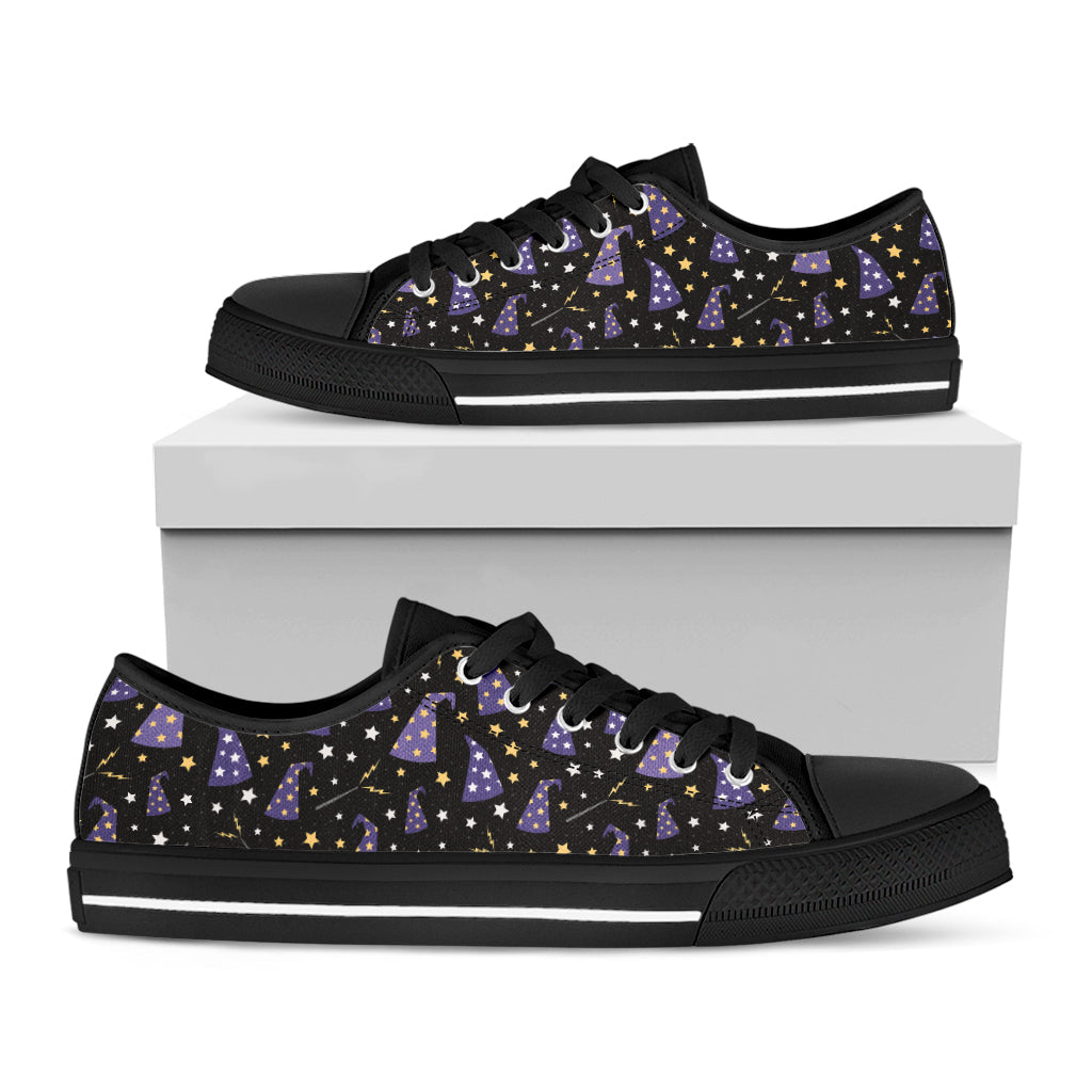 Wizard Hat Pattern Print Black Low Top Sneakers