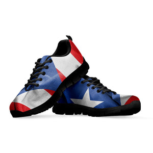 Wrinkled Puerto Rican Flag Print Black Running Shoes