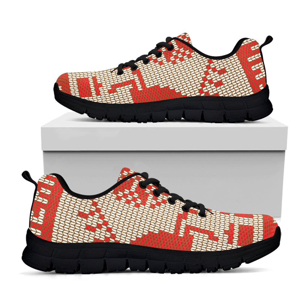 Xmas Deer Knitted Print Black Running Shoes
