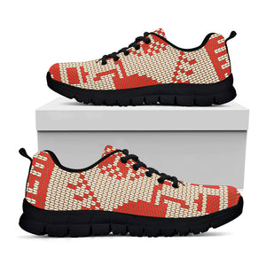 Xmas Deer Knitted Print Black Running Shoes