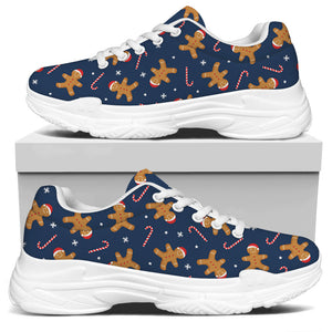 Xmas Gingerbread Man Pattern Print White Chunky Shoes
