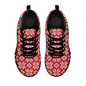 Xmas Nordic Knitted Pattern Print Black Running Shoes
