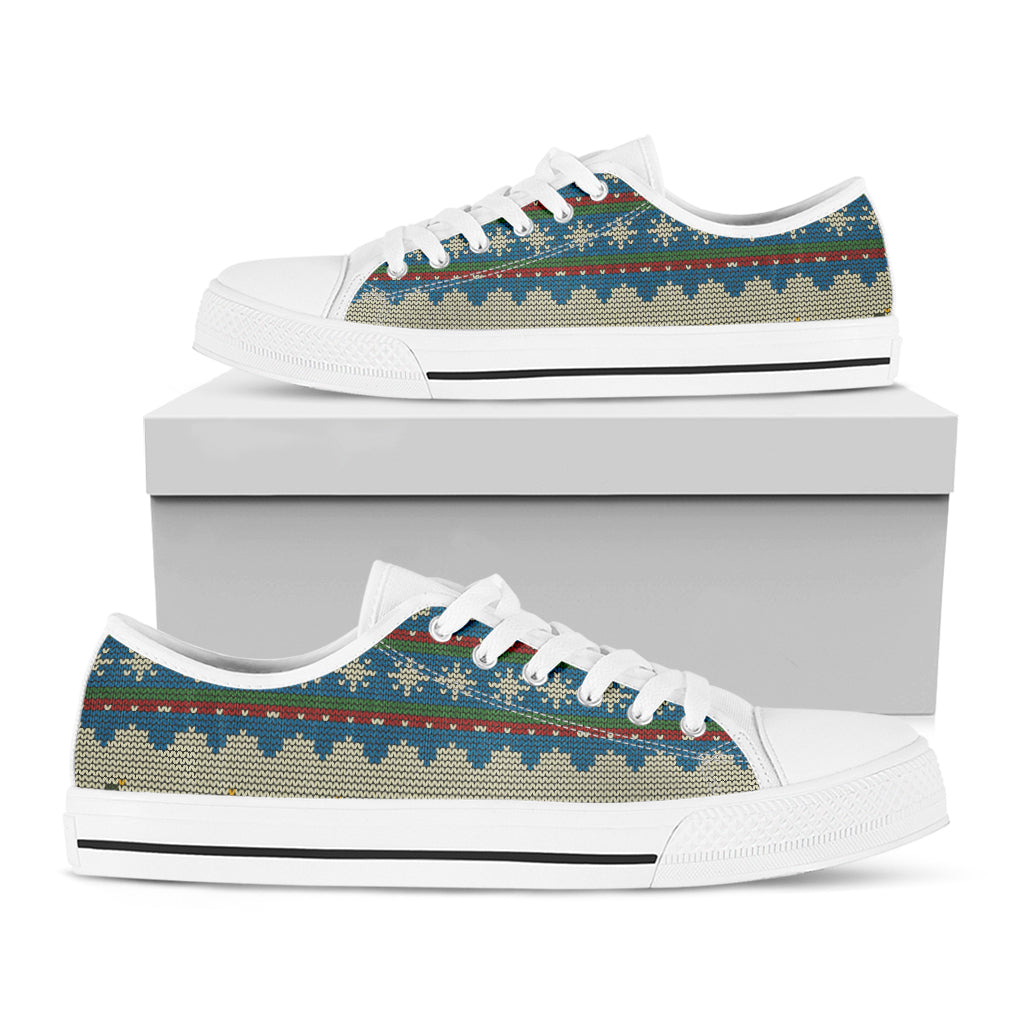 Xmas Penguin Pattern Print White Low Top Sneakers