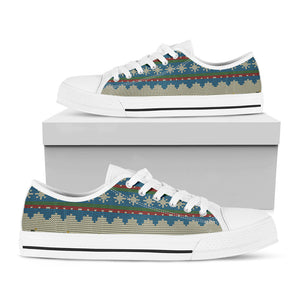 Xmas Penguin Pattern Print White Low Top Sneakers