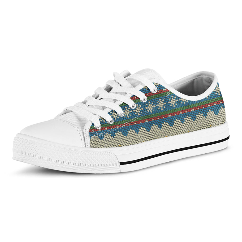 Xmas Penguin Pattern Print White Low Top Sneakers
