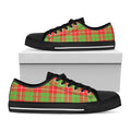 Xmas Plaid Pattern Print Black Low Top Sneakers