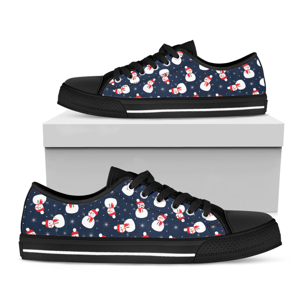 Xmas Snowman Pattern Print Black Low Top Sneakers