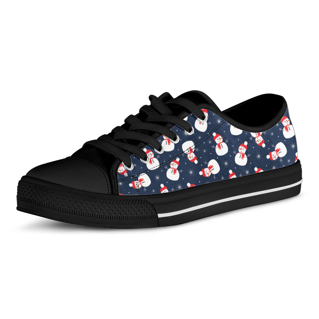 Xmas Snowman Pattern Print Black Low Top Sneakers