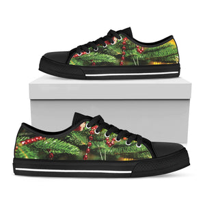 Xmas Tree Print Black Low Top Sneakers