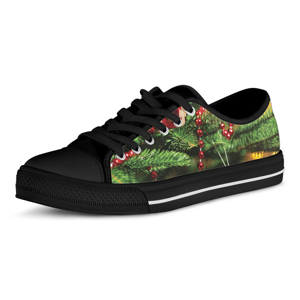 Xmas Tree Print Black Low Top Sneakers