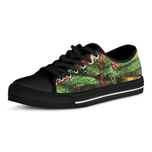 Xmas Tree Print Black Low Top Sneakers