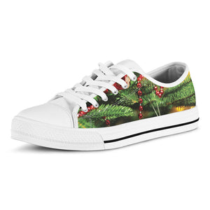 Xmas Tree Print White Low Top Sneakers