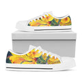 Yellow Alstroemeria Print White Low Top Sneakers