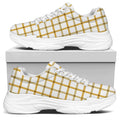 Yellow And Beige Tattersall Print White Chunky Shoes