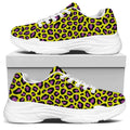 Yellow And Purple Leopard Pattern Print White Chunky Shoes