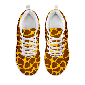 Yellow Brown Giraffe Pattern Print White Running Shoes