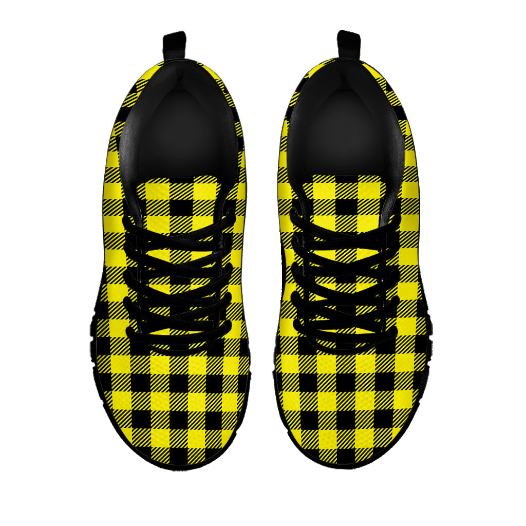Yellow Buffalo Plaid Print Black Running Shoes