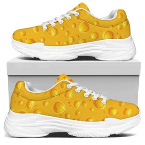 Yellow Cheese Print White Chunky Shoes