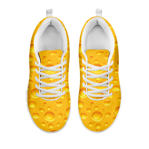 Yellow Cheese Print White Running Shoes