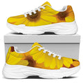 Yellow Daisy Flower Print White Chunky Shoes